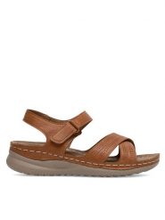 Clara Barson Sandały WYL05010-14 Brązowy. Brązowe sandały damskie Clara Barson, bez wzorów, ze skóry, bez obcasa, na płaskiej podeszwie. Za 59.99 zł.
