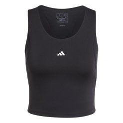 Damski crop top adidas Techfit. Czarne topy sportowe damskie Adidas, xl, bez wzorów, z materiału, bez ramiączek. Za 152.15 zł.