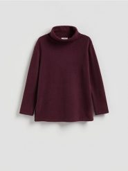 Bluza ze stójką - ciemnofioletowy. Fioletowe bluzy bez kaptura damskie Reserved, l, z bawełny. Za 109.99 zł.