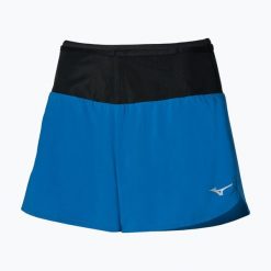 Spodenki do biegania damskie Mizuno Multi Pocket. Niebieskie szorty damskie Mizuno, z aplikacjami, z elastanu. Za 99.99 zł.