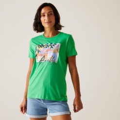 Koszulka sportowa damska Filandra VX. Zielone topy sportowe damskie Regatta, bez wzorów, bez ramiączek. Za 130.50 zł.