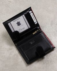 Portfel skórzany Rovicky N4L-RVT-6894 Black+Red czarny. Czarne portfele męskie ROVICKY, bez wzorów. Za 81.99 zł.