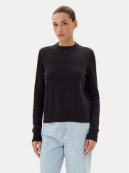 Tommy Jeans Sweter Essential DW0DW20159 Czarny Regular Fit. Czarne swetry klasyczne damskie Tommy Jeans, m, z bawełny, bez kołnierzyka. Za 279.99 zł.