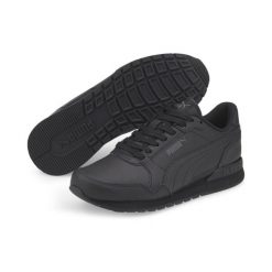Młodzieżowe skórzane buty sportowe ST Runner v3 PUMA Black. Czarna buty sportowe na co dzień damskie Puma, bez wzorów, z materiału, trekkingowe. Za 159.99 zł.