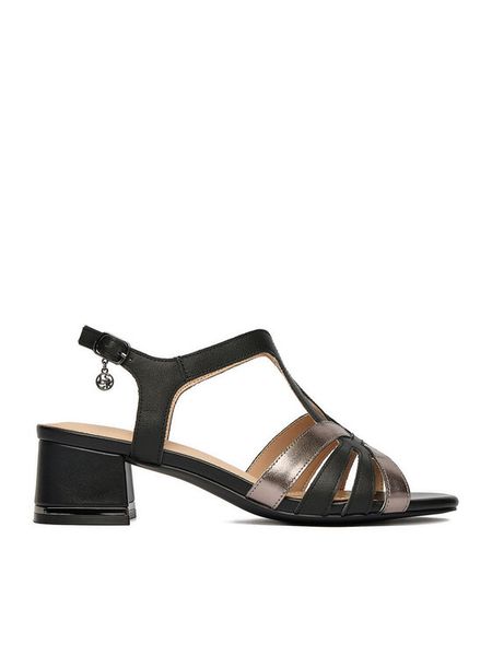 Lasocki Sandały CEO-25F575-1 Czarny. Czarne sandały damskie Lasocki, bez wzorów, ze skóry, bez obcasa, na słupku. Za 199.99 zł.