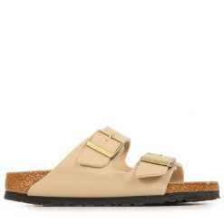 Sandały Birkenstock Arizona Birko Flor Damskie. Brązowe sandały damskie Birkenstock, bez wzorów, z materiału, bez obcasa. Za 477.45 zł.