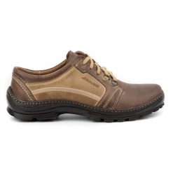 Joker Buty męskie trekkingowe 192 brązowe beżowy. Brązowe buty trekkingowe męskie na jesień, z jeansu, bez zapięcia. Za 351.82 zł.