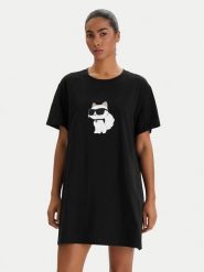 KARL LAGERFELD Koszula nocna B1W45003 Czarny Relaxed Fit. Czarne koszule nocne damskie Karl Lagerfeld, bez wzorów, z bawełny. Za 429.99 zł.