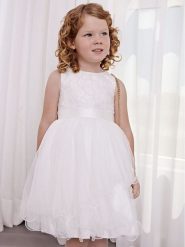 Abel & Lula Sukienka elegancka 5035 Biały Regular Fit. Białe sukienki dziewczęce Abel & Lula, bez wzorów, z syntetyku, eleganckie, bez ramiączek. Za 379.99 zł.
