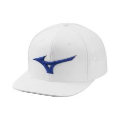 Czapka typu snapback Mizuno Tour Flat. Białe czapki męskie Mizuno, bez wzorów, z materiału. Za 233.52 zł.