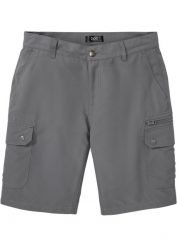 Bermudy bojówki z mikrofazy, regular fit. Szare szorty męskie bonprix, bez wzorów. Za 129.99 zł.