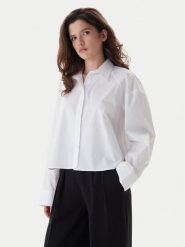 Calvin Klein Jeans Koszula LV047C141G Biały Boxy Fit. Białe koszule damskie Calvin Klein Jeans, xs, bez wzorów, z bawełny, bez kołnierzyka, bez ramiączek. Za 329.99 zł.