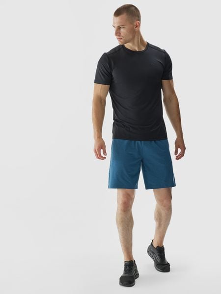 4F Spodenki treningowe regular szybkoschnące męskie - turkusowe 3XL. Niebieskie szorty sportowe męskie 4f, m, z dzianiny, na fitness i siłownię. W wyprzedaży za 39.99 zł.