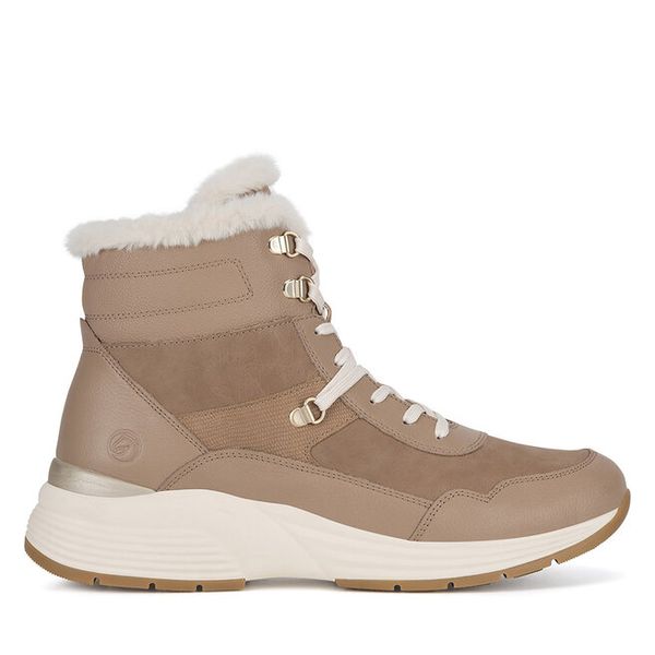 Trzewiki Remonte. Brązowe botki damskie Remonte, bez obcasa, na płaskiej podeszwie, bez zapięcia. Za 328.99 zł.