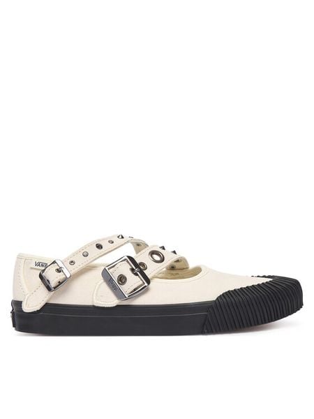 Vans Półbuty Mary Jane Straps VN000D9AKIG1 Kremowy. Białe półbuty damskie Vans, bez wzorów, ze skóry, bez obcasa, na płaskiej podeszwie. Za 379.99 zł.