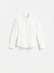 Taliowana koszula z bawełną - biały. Białe koszule damskie Reserved, l, bez wzorów, z bawełny, bez kołnierzyka, bez ramiączek. Za 99.99 zł.