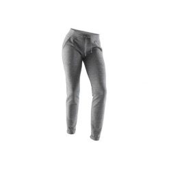 Spodnie slim Gym & Pilates 500 damskie. Szare spodnie materiałowe damskie DOMYOS, bez wzorów, z bawełny. Za 59.99 zł.