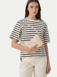 Tommy Jeans Torebka Metal Logo Shoulder Bag AW0AW18468 Kremowy. Białe torebki klasyczne damskie Tommy Jeans, bez wzorów, z jeansu, bez dodatków. Za 239.99 zł.