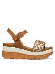 Geox Sandały D Gardenia D55HBA 0TC43 C5F1S Brązowy. Brązowe sandały damskie Geox, bez wzorów, ze skóry, bez obcasa, na koturnie. Za 399.99 zł.
