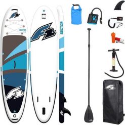 Deska SUP touring ADULT F2 SECTOR 11'5" BLUE z pompką elektryczną i torbą. Białe torebki klasyczne damskie F2, bez wzorów, duże, bez dodatków. Za 1,599.00 zł.