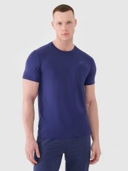 4F Koszulka sportowa w kolorze granatowym rozmiar: S. Niebieskie t-shirty sportowe męskie 4f, s, z materiału, bez ramiączek, na fitness i siłownię. Za 42.95 zł.