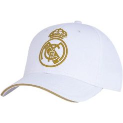 Real Madryt czapka z daszkiem RM3GO19 biała. Białe czapki męskie Real Madrid, bez wzorów, z bawełny. Za 107.18 zł.