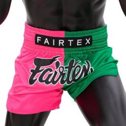 Spodenki Muay Thai Fairtex BS1911 Różowe/Zielone S. Czerwone szorty męskie FAIRTEX, bez kołnierzyka. Za 279.00 zł.