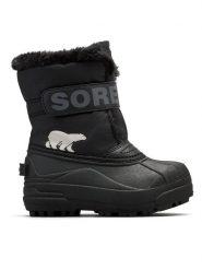 Sorel Śniegowce Snow Commander™ 2114101010 Czarny. Czarne buty zimowe chłopięce Sorel, z materiału, bez zapięcia. Za 199.99 zł.