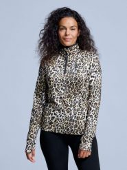 Bluza narciarska - Damska - Arty - Wzór w panterkę. Brązowe bluzy z kapturem damskie POEDERBAAS, m, z elastanu. Za 242.82 zł.