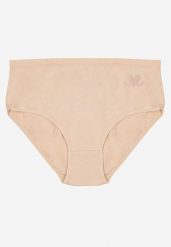 Beżowe Bawełniane Majtki Figi w Minimalistycznym Stylu Idira. Brązowe figi damskie Renee, plus size, bez wzorów, z bawełny. Za 9.99 zł.