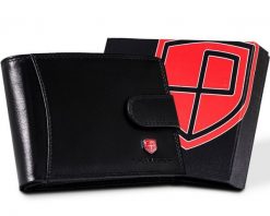 Portfel skórzany Peterson [DH] PTN MR-13L-CN czarny. Czarne portfele męskie Peterson, bez wzorów, ze skóry. Za 74.00 zł.