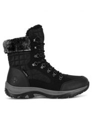 Rieker Trzewiki M9644-00 Czarny. Czarne botki damskie Rieker, z materiału, bez obcasa, na płaskiej podeszwie, bez zapięcia. Za 293.99 zł.