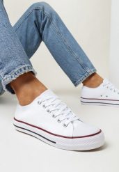 Biało-Czerwone Trampki przed Kostkę Fissi. Białe trampki i tenisówki damskie Born2be, bez wzorów, przed kostkę. Za 49.99 zł.