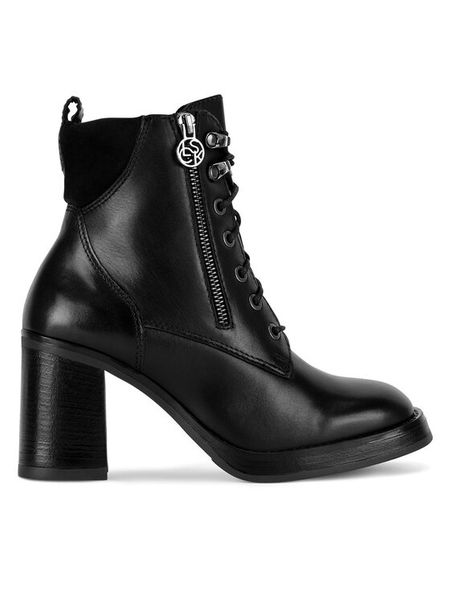 Lasocki Trzewiki RST-TOP-01 Czarny. Czarne botki damskie Lasocki, ze skóry, bez obcasa, na słupku, bez zapięcia. Za 299.99 zł.