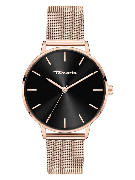 Tamaris Zegarek kwarcowy w kolorze różowozłoto-czarnym rozmiar: onesize. Czarne, analogowe zegarki damskie Tamaris, metalowe. Za 173.99 zł.