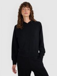4F Bluza dresowa nierozpinana z modalem damska - czarna XL. Czarne bluzy z kapturem damskie 4f, l, z dresówki. W wyprzedaży za 169.99 zł.