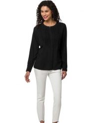 Heine Bluzka w kolorze czarnym rozmiar: 40. Czarne bluzki damskie Heine, bez wzorów, z wiskozy, bez kołnierzyka, bez ramiączek. Za 82.99 zł.
