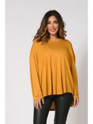 Plus Size Company Koszulka "Hubis" w kolorze musztardowym rozmiar: 42/44. Żółte bluzki damskie Plus Size Company, plus size, bez wzorów, klasyczne, bez kołnierzyka, plus size, bez ramiączek. Za 118.56 zł.
