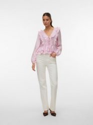 Vero Moda Bluzka w kolorze jasnoróżowym rozmiar: XS. Różowe bluzki damskie Vero Moda, s, bez wzorów, z wiskozy, klasyczne, bez kołnierzyka, bez ramiączek. Za 74.28 zł.