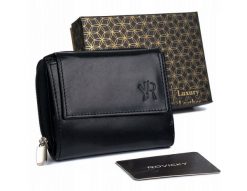 Portfel skórzany Rovicky [DH] 1509-GOAN czarny. Czarne portfele damskie ROVICKY, bez wzorów, ze skóry. Za 67.99 zł.