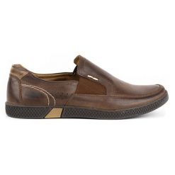 KOMODO Mokasyny męskie 912 ciemny brąz brązowe. Brązowe mokasyny męskie z gumy. Za 367.89 zł.