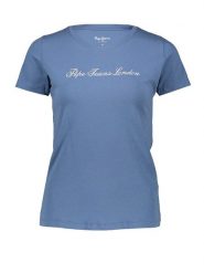 Pepe Jeans Koszulka w kolorze niebieskim rozmiar: M. Niebieskie bluzki damskie Pepe Jeans, m, bez wzorów, z jeansu, bez kołnierzyka, bez ramiączek. Za 83.42 zł.