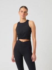 Bjorn_borg STUDIO CROSS TANK TOP damska koszulka sportowa – BLACK BEAUTY. Czarne topy sportowe damskie Björn Borg, l, bez wzorów, bez ramiączek. Za 268.00 zł.