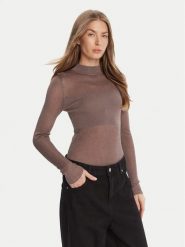 HUGO Sweter Slumy_B 50543045 Beżowy Slim Fit. Brązowe swetry klasyczne damskie Hugo, xs, z wiskozy, bez kołnierzyka. Za 339.99 zł.