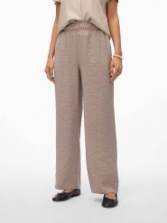 Vero Moda Spodnie "Queeny" w kolorze szarobrązowym rozmiar: M. Brązowe spodnie materiałowe damskie Vero Moda, bez wzorów, z materiału, z podwyższonym stanem. Za 96.60 zł.