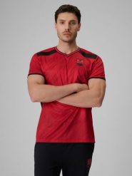 4F Koszulka piłkarska regular szybkoschnąca męska - czerwona M. Czerwone t-shirty sportowe męskie 4f, m, z materiału, bez ramiączek, na fitness i siłownię. Za 129.99 zł.
