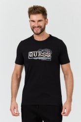 GUESS Czarny t-shirt Box Logo. Czarne t-shirty męskie Guess, l, z aplikacjami, bez kołnierzyka. W wyprzedaży za 128.99 zł.