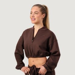 Bluza damska fitness z zamkiem bez kaptura Mocha NEO. Brązowe bluzy sportowe damskie GYMBEAM, xl, z bawełny. Za 116.90 zł.