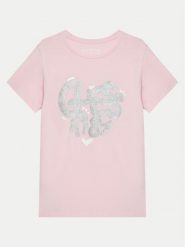Guess T-Shirt K5RI02 K6YW4 Różowy Regular Fit. Czerwone koszulki dziewczęce Guess, z aplikacjami, z bawełny, bez ramiączek. Za 59.99 zł.