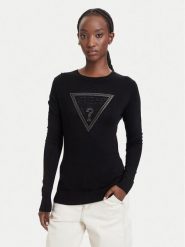 Guess Sweter W6YR28 Z0976 Czarny Regular Fit. Czarne swetry klasyczne damskie Guess, l, z wiskozy, bez kołnierzyka. Za 344.99 zł.